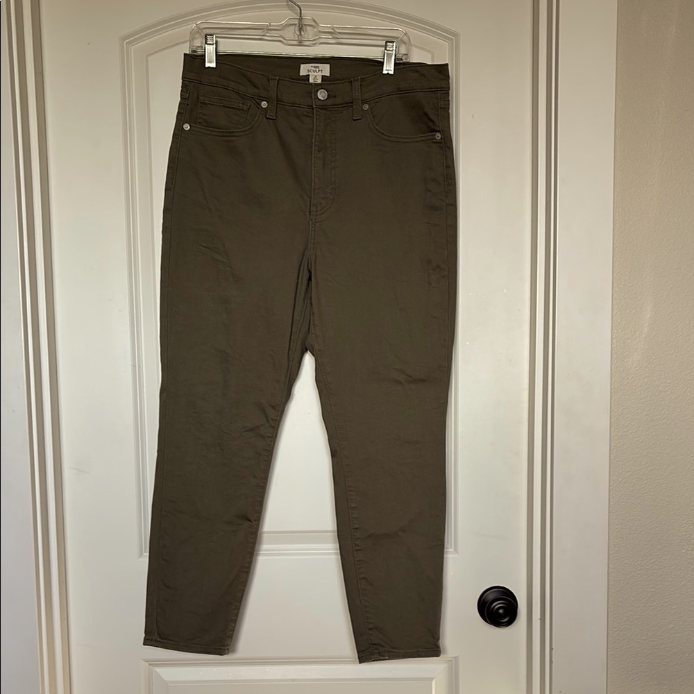 Olive Green High-rise Sculpted Skinny Jeans